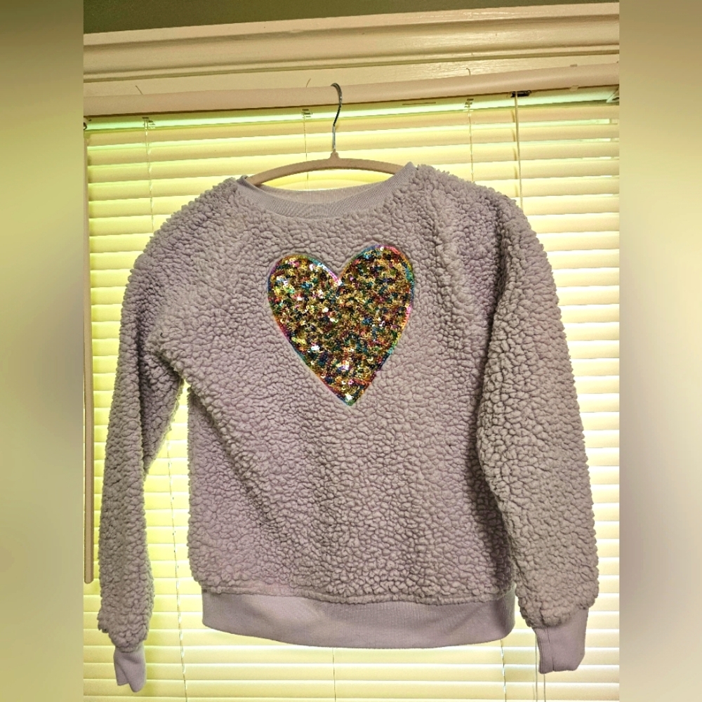 Girls Glitter Heart Sweatshirt